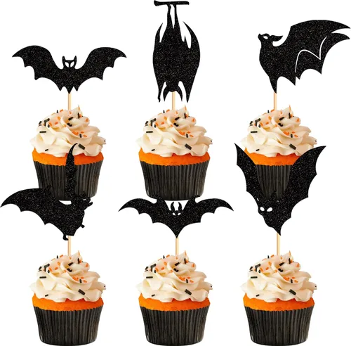 Miniatura 14 de Ercadio Paquete de 36 adornos para cupcakes de Halloween, sombrero de bruja, araña, calabaza, fantasma, gato, cupcakes, baby shower, cumpleaños