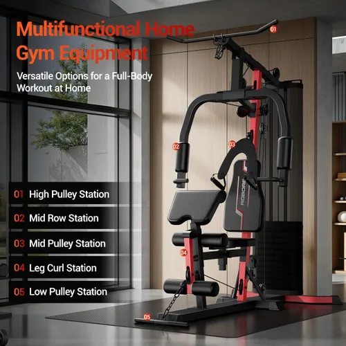 Miniatura 3 de Sistema de gimnasio en casa con pila de peso de 160 libras, estación de entrenamiento multifuncional todo en uno, sistema de entrenamiento de fuerza