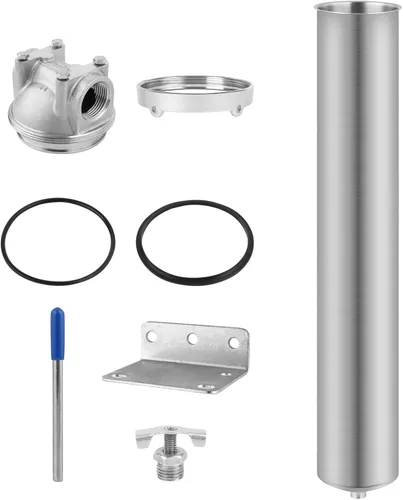 Miniatura 7 de NSF/ANSI 42 carcasa de filtro de agua para toda la casa de acero inoxidable, sistema de filtro de agua de sedimentos de 20 x 2.5 pulgadas para agua