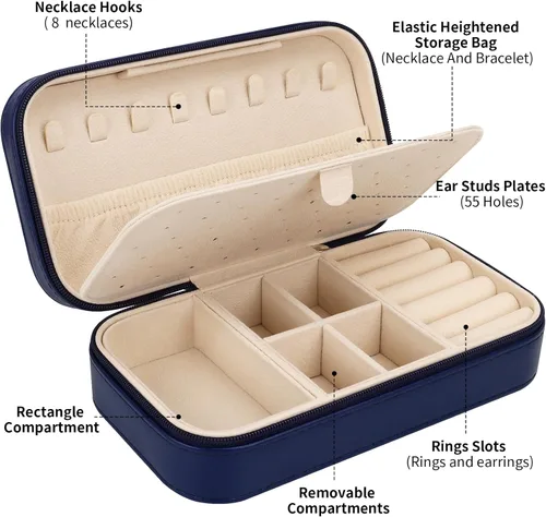 Miniatura 2 de DesignSter Joyero de viaje, estuche portátil de piel sintética, pequeñas cajas de joyería para regalos, organizador de joyas de viaje para mujeres