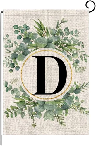 Miniatura 11 de wyooxoo Bandera de jardín floral con monograma de letra H de 12 x 18 pulgadas, doble cara para exteriores, familia, apellido, bandera inicial