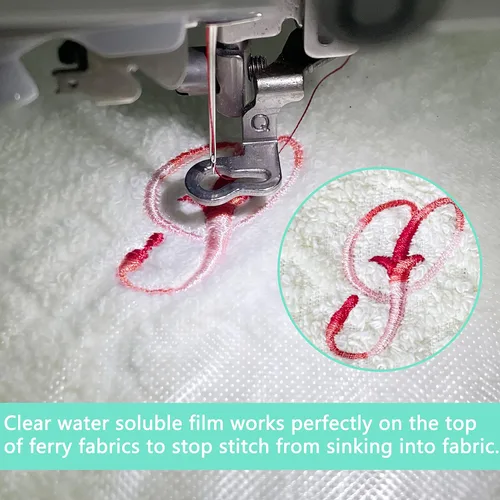 Miniatura 6 de Craftido Película de revestimiento estabilizador de bordado soluble en agua transparente de 10 pulgadas x 25 yardas/rollo compatible con la mayoría