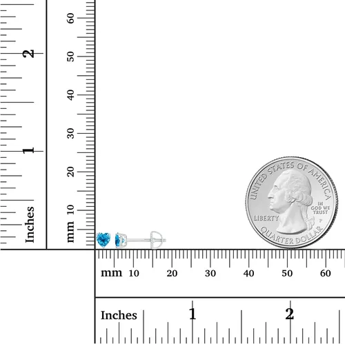 Miniatura 4 de Juego de aretes de tuerca de plata de ley 925 chapada en oro de 14 quilates, hipoalergénicos, con forma de corazón de 0.157in, piedra natal