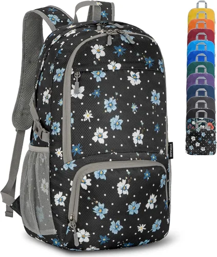 Miniatura 10 de ZOMAKE Mochila plegable ligera 30L, mochilas plegables para senderismo, mochila plegable compacta resistente al agua para viajes Naranja