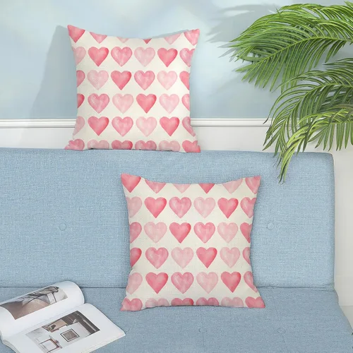 Miniatura 5 de Juego de 2 fundas de almohada para el día de San Valentín de 16 x 16 pulgadas, fundas de almohada rosas con corazón de amor, San Valentín, boda, día
