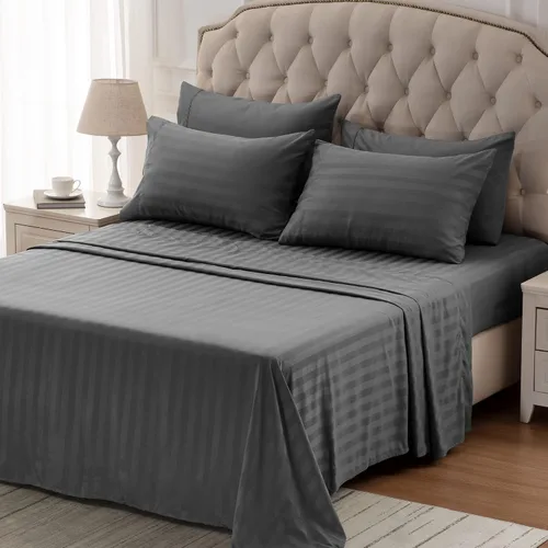 Miniatura 5 de SLEEP ZONE Juego de Sábanas Refrescantes a Rayas Queen - Juego de Sábana Ajustable, Sábana Plana y Fundas de Almohada de 4 Piezas - Sábana de Cama a
