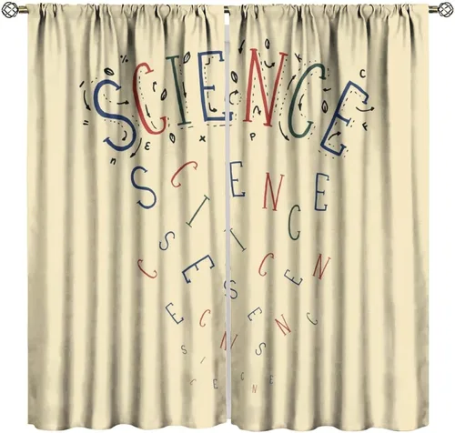 Miniatura 28 de Cortinas opacas para ventanas de ciencia para niños, lupa de libro de laboratorio de ciencia, lupa, frascos moleculares, cortinas impresas