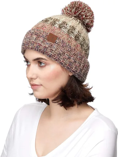 Miniatura 4 de C.C Exclusives - Gorro con pompón para mujer, diseño de semilla de invierno.