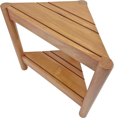 Miniatura 7 de Asta Select - Taburete de ducha de esquina de teca maciza, taburete de madera de teca Poratble para spa/ducha/interior/exterior con estante