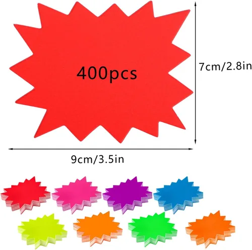 Miniatura 2 de 400 calcomanías de precio de venta de patio, suministros de tablero de visión, decoración de póster de neón Starburst para decoración de tablones
