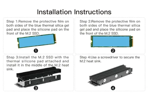 Miniatura 7 de M.2 PS5 SSD NVMe Disipador de calor para Samsung 990 980 Pro 970 EVO Plus SN570 SN750 SN850 Firecuda 530 NVME o SATA m2 2280 SSD Disipador de calor