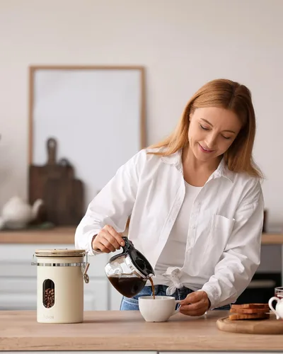 Miniatura 7 de Veken Recipiente de café para azúcar con ventana, regalos para mujeres, recipiente hermético de acero inoxidable para el hogar, cocina, Crema