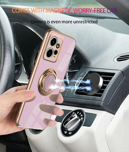 Miniatura 4 de Compatible con Redmi Note 12 4G Case Ring Holder Magnet Green, para Xiaomi Redmi Note 12 4G Funda de teléfono de silicona a prueba de golpes Púrpura