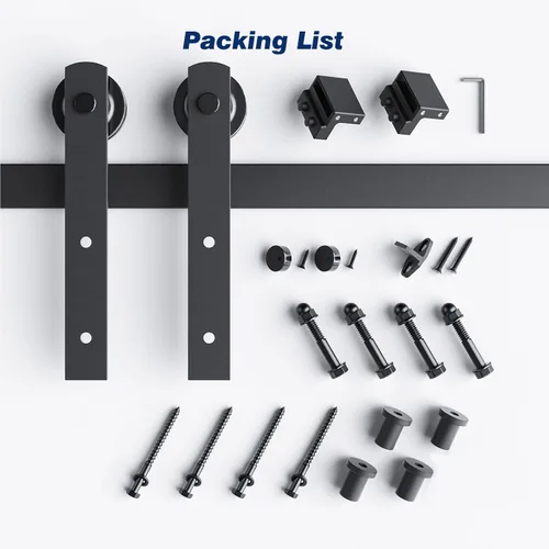 Miniatura 7 de EaseLife Kit de riel de puerta corrediza de granero resistente de 5 pies, polea recta, se desliza suavemente silenciosamente, fácil de instalar
