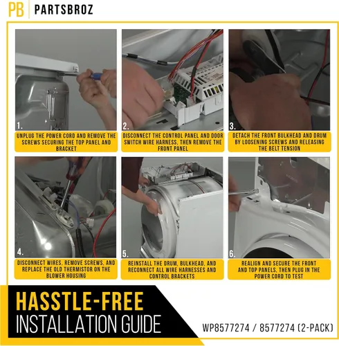 Miniatura 6 de Termistor 8577274 para secadores Whirlpool de PartsBroz – Reemplaza WP8577274, AP6013514, 3390292, 3406294, 3976615, 772546, ER8577274, PS11746740