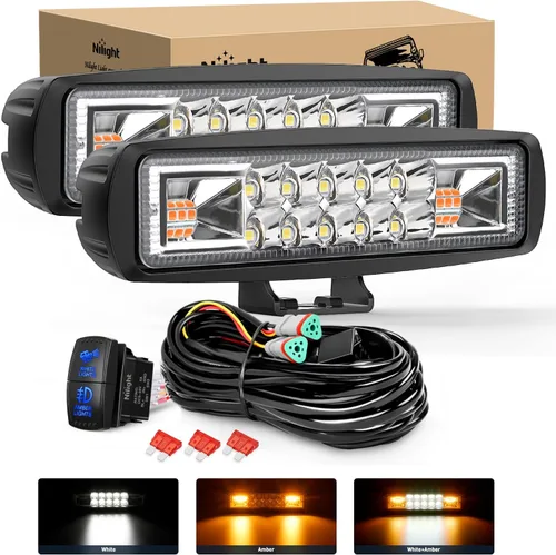 Miniatura 9 de Nilight Barra de luz LED marina, 2 unidades, 18 W, blanco, 150°, haz de inundación, ponton, barco, cubierta, luces de muelle, IP67, impermeable