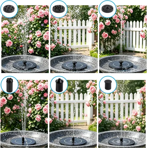 Miniatura 3 de 3.5W Solar Powered Water Fountain for Bird Bath Solar Water Pump with 6 Nozzles,Floating Solar Fountain Pump Outdoor Garden Bird Bath Fountain