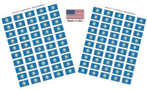 Miniatura 317 de 100 calcomanías de la bandera de Alaska; 1.5" x 1" hechas en Estados Unidos, calcomanías autoadhesivas de la bandera del estado para álbumes