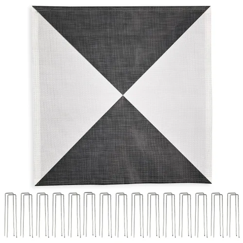 Miniatura 10 de Sky High Bull's-Eye Punto de control de tierra degradable para drones (24 x 24 pulgadas) GCP con 30 grapas (tablero de ajedrez negro/blanco)