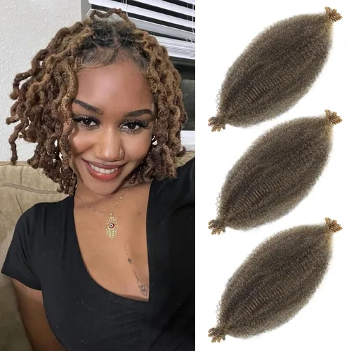 Miniatura 7 de 3 paquetes de cabello trenzado Marley Twist de 8 pulgadas, cabello afro twist elástico preseparado para rastas suaves de imitación, cabello