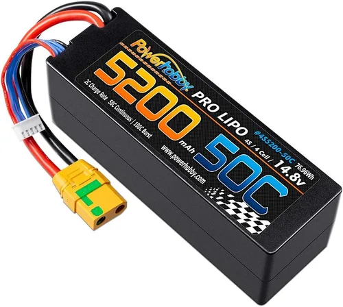 Miniatura 4 de Powerhobby 4S 14.8V 5200mAh 50C-100C Lipo - Carcasa rígida para batería de 4 celdas con enchufe XT90 (paquete de 2) se adapta a: Arrma Kraton Typhon