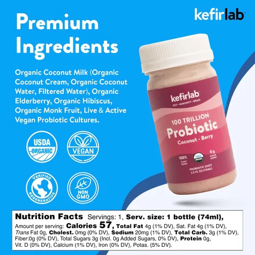 Miniatura 2 de KefirLab Probióticos 100T CFU - 36 cepas - Vegano y orgánico - Apoya la digestión, el sistema inmunológico, la salud del cerebro, el estado de ánimo