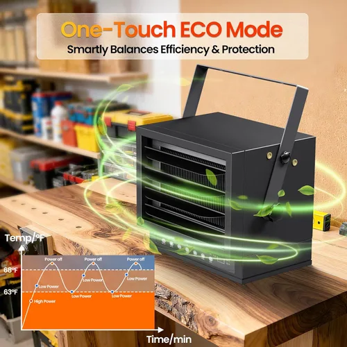Miniatura 5 de Calentador eléctrico de garaje de 7500 W con control remoto, calentador de techo cableado de 240 V, calentadores de espacio de garaje con modo ECO
