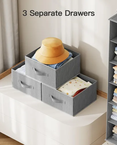 Miniatura 6 de Pipishell Organizador colgante de armario con 6 estantes, estantes colgantes para armario con 3 cajones extraíbles y bolsillos laterales