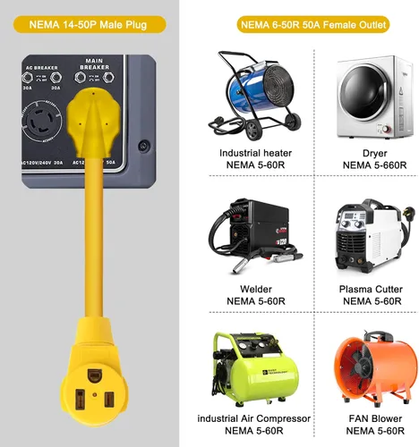 Miniatura 3 de Cable adaptador de soldador, NEMA 14-50P macho a 6-50R hembra, enchufe RV 50 Amp 4 clavijas a 3 clavijas adaptador de enchufe soldador, adaptador