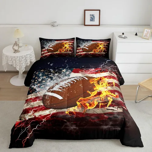 Miniatura 43 de Erosebridal - Juego de edredón con bandera estadounidense, juego de edredón de plumón tamaño individual para niños y adolescentes, juego de edredón