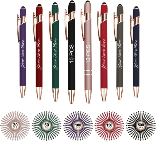 Miniatura 56 de Bolígrafos personalizados personalizados con nombre y texto a granel, 10 bolígrafos personalizados con grabado gratis, regalo para mujeres