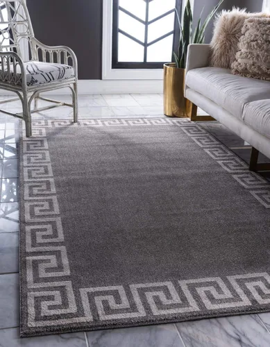 Miniatura 24 de Unique Loom Athens Collection - Alfombra clásica geométrica con diseño de borde moderno, 2 x 3 pies, color carbón/beige