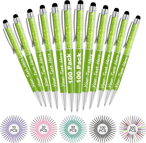 Miniatura 40 de Bolígrafos personalizados con nombre y texto, bolígrafos de diamantes de cristal personalizados a granel, 10 bolígrafos, regalos para mujeres