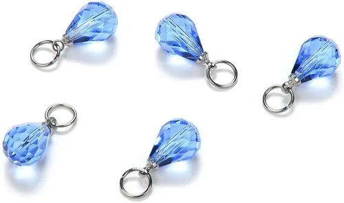 Miniatura 17 de 10 cuentas sueltas de piedra natal de enero de Adabele de 0.394 pulgadas con forma de lágrima austriaca roja y pera, cuentas de gota con anillos