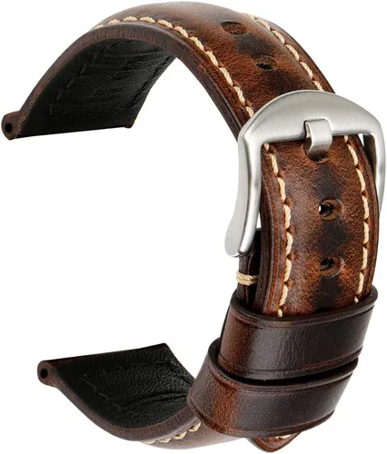 REZERO - Correa de reloj MAIKES de piel, vintage, 5 colores, 18 mm, 19 mm, 20 mm, 21 mm, 22 mm, 23 mm, 24 mm, 26 mm, correa de piel engrasada