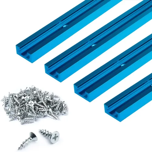 Miniatura 9 de POWERTEC 71799 Kit de parada en T, incluye 2 topes largos, 2 topes cortos, 2 paradas en línea, bloque de tope de pista en T para carpintería en T