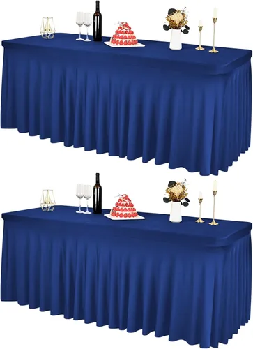 Miniatura 30 de 2 Packs Black Spandex Table Clothes for 6 Foot Rectangle Tables, Wrinkle Resistant Fitted Tables Cover, Washable Stretch Table Skirts for Weddings