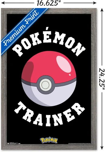 Miniatura 3 de Trends International Pokémon - Póster de pared de entrenador, 14.725 x 22.375 pulgadas, versión enmarcada de madera de granero