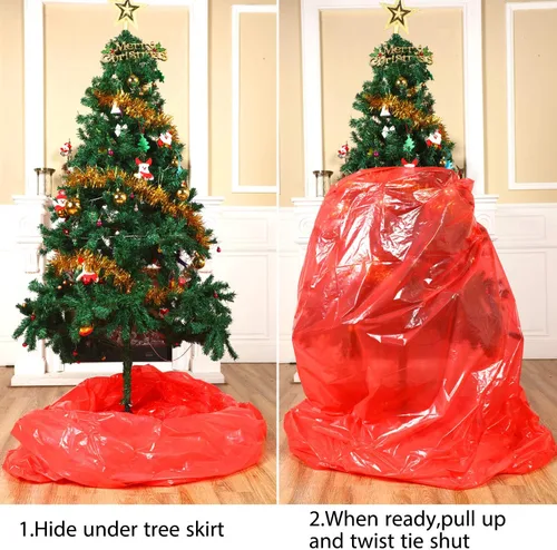 Miniatura 4 de Boao 1 juego de bolsa de eliminación de árbol de Navidad y almacenamiento de extracción con lazo dorado para tirar de cinta dorada, cubierta