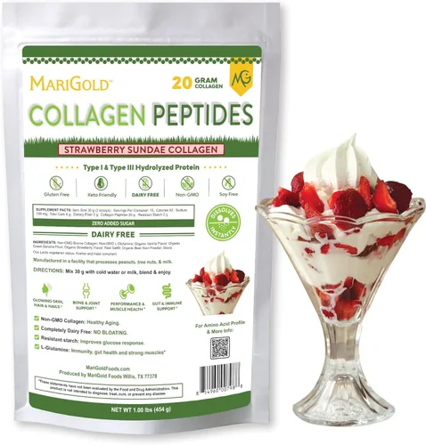Miniatura 10 de MariGold Péptidos de colágeno alimentados con pasto, cacao caliente 1 libra, 100% puro, colágeno hidrolizado bovino tipo I y III, sin OMG, sin