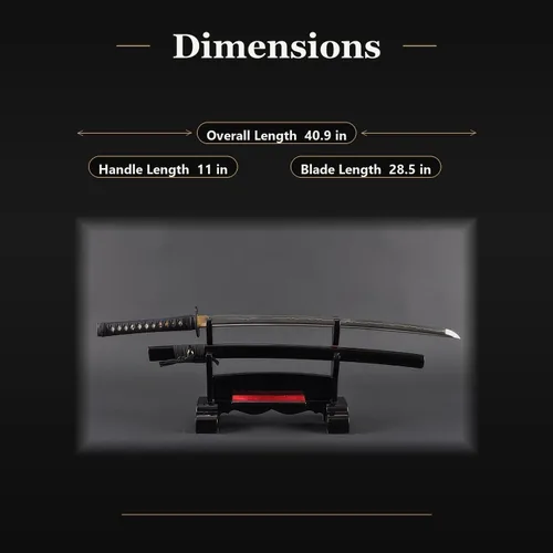 Miniatura 6 de HMS Samurai Katana Sword, Functional, Hand Forged, 1045 Carbon Steel, Heat Tempered, Full Tang, Sharp