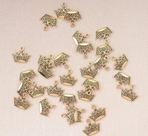 Miniatura 3 de 30 piezas de dijes de tiara mini metal vintage lindo colgante de joyería para hacer bricolaje, collares, pulseras, collares, joyería, manualidades