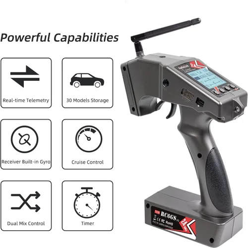 Miniatura 2 de Radiolink RC6GS V3 2.4G 7 canales RC Kit de controlador de radio de coche y R6FG Gyro Control remoto de largo alcance para RC Crawler Truck Drifting