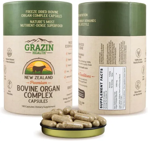 Miniatura 8 de Hígado de res alimentado con pasto de Nueva Zelanda - Liofilizado 3000 mg por porción (500 mg por cápsula) (30 porciones)