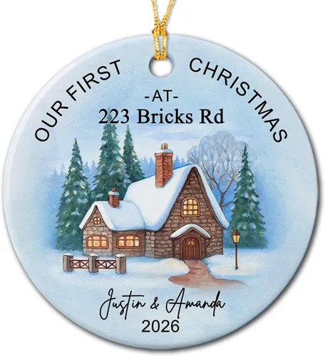 Miniatura 14 de Adorno de primera Navidad en nuestro nuevo hogar, adorno personalizado para el primer hogar de Navidad 2026, regalo de recuerdo de casa para parejas