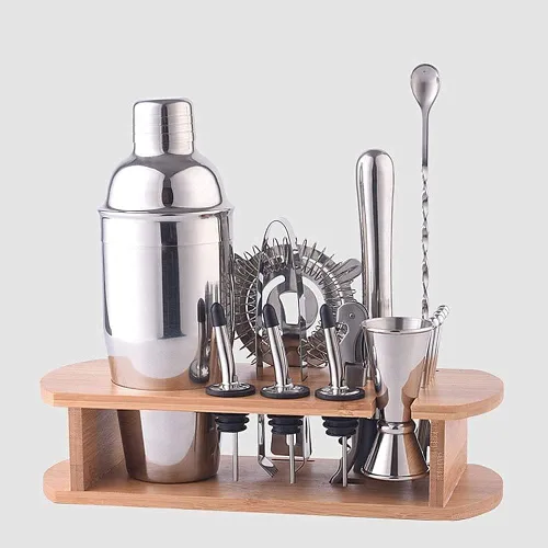 Miniatura 3 de Kit de bartending con soporte, juego de barra duradera y antioxidante, juego de coctelera para mezcla de bebidas de Martini, kit de coctelería