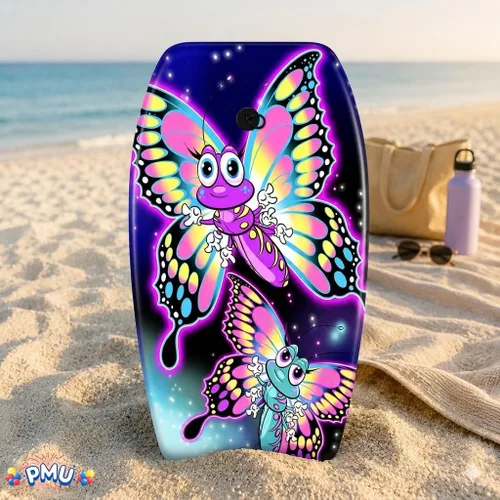 Miniatura 2 de PMU Bodyboard estampado con gráficos, correa de muñeca ligera, parte inferior lisa para playa, mar y piscina, tabla de surf para niños, adolescentes