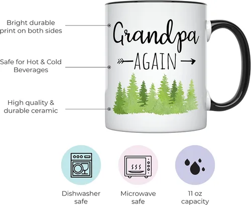 Miniatura 2 de YouNique Designs Taza con texto en inglés "Promoted to Grandpa Again, Grandparents Again, Grandparents Again, Grandparents Baby Announcement, Ideas