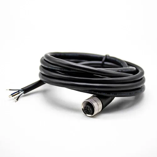 Miniatura 25 de Elecbee Cable M12 A-Code Conector recto de cabeza hembra individual Cable eléctrico de enchufe de aviación (cable de 12 pines 1M/3.3 pies)