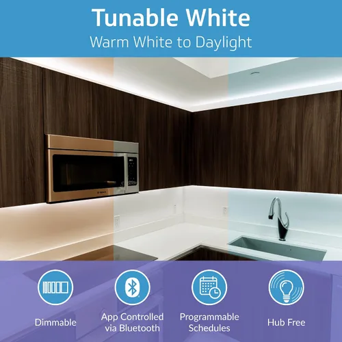 Miniatura 2 de CLEANLIFE TrueColor - Tira LED inteligente – Cinta USB de 6.6 ft con control Bluetooth – Controlada por aplicación y programable – Blanco cálido a